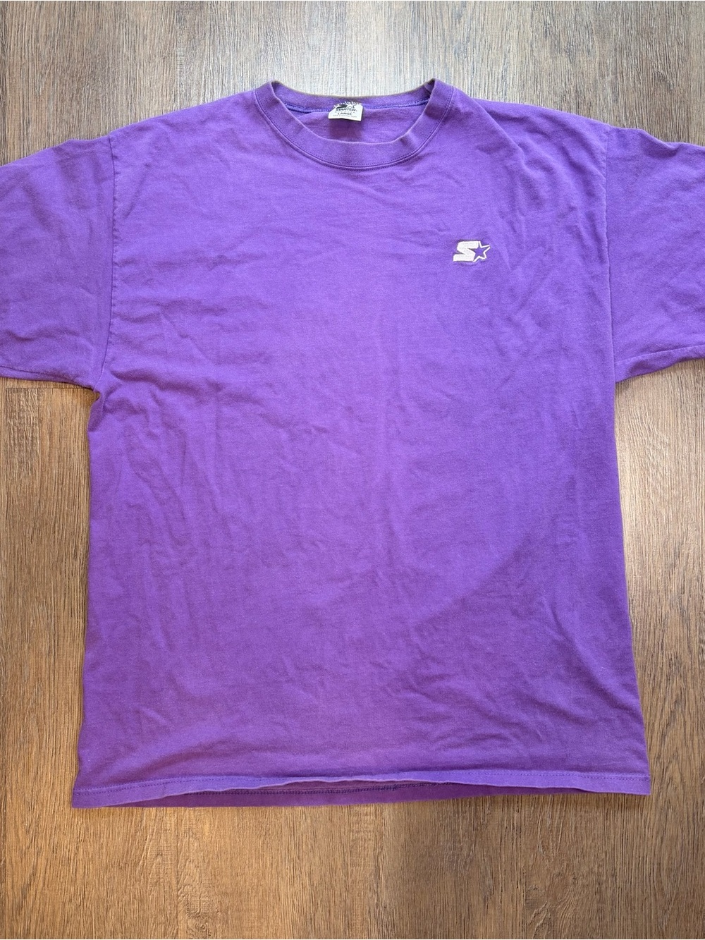 Vintage 90s Starter Mens Large Purple T-Shirt Embroidered Star Tee Streetwear L